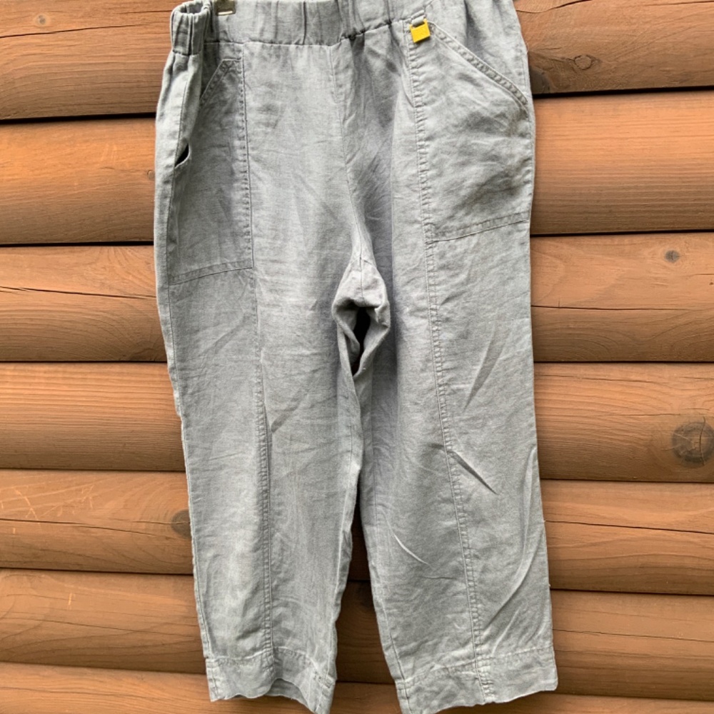 Ellen Tracy 100% Linen Lounge Casual Cropped Pants Women's Size Small
